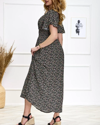Rochie maxi pentru femei negru floral Îmbrăcăminte