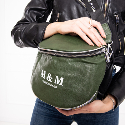 Geantă pentru rinichi de culoare verde închis cu inscripții - Accesorii