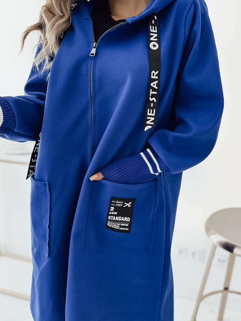 Royalfashion Jachetă de damă până la genunchi în cobalt