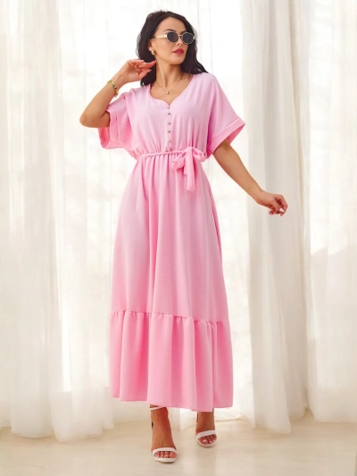 Rochie midi pentru femei Royalfashion cu mâneci scurte și butoane decorative