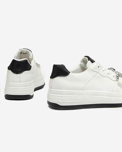 Pantofi sport alb-negru pentru femei adidasi cu lant Nevito - Incaltaminte