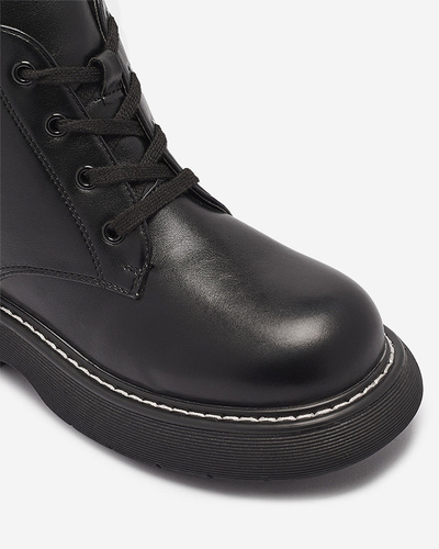 Cizme negre de damă din piele ecologică cu talpă solidă Getys - Încălțăminte