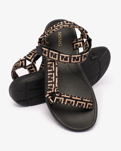 Royalfashion Sandale sport de damă negre și maro cu imprimeu Iberifa