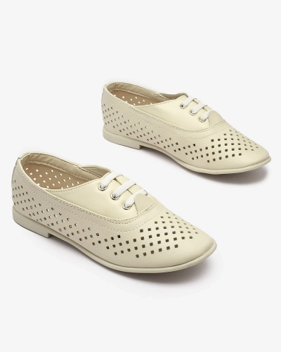 Mocasini bej traforați pentru copii Janno- Footwear