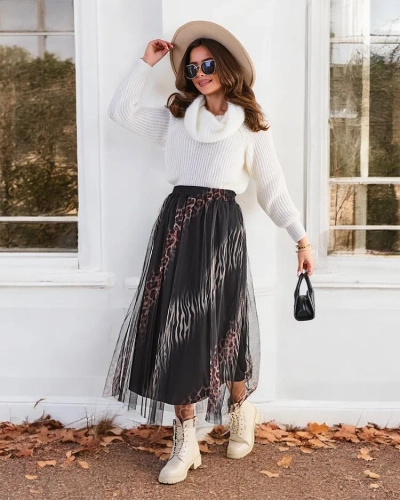 Fustă midi pentru femei cu model de la Royalfashion cu tulle
