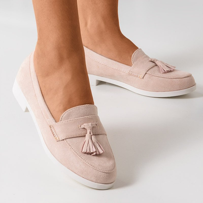 Atrugiel pudră mocasini de damă cu ciucuri - Încălțăminte