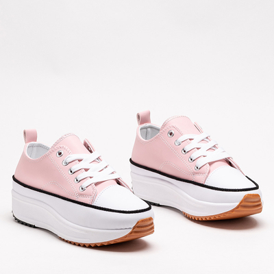 Pantofi sport dama roz deschis a'la tenisi Tenemika din piele ecologica - Incaltaminte