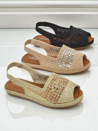 Sandale espadrile de damă cu strasuri Belle Sparkle
