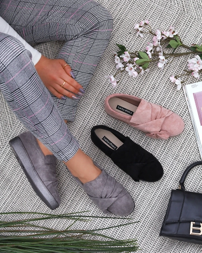 Adidași de damă din eco-suede gri Bliwix - Încălțăminte