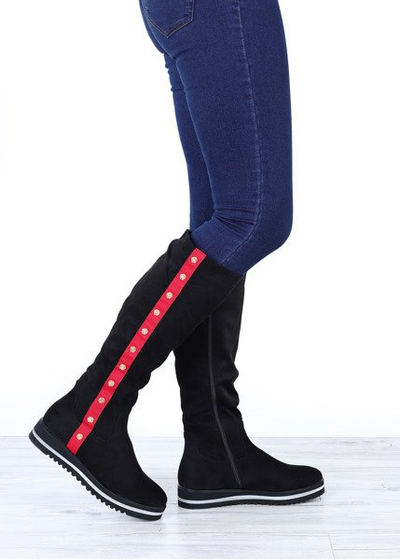 Czarne kozaki na platformie An - Obuwie