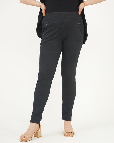 Treggings de damă PLUS SIZE de culoare neagră - Îmbrăcăminte