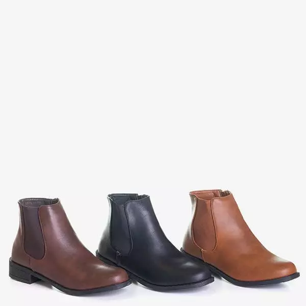 OUTLET Cizme Chelsea dama maro inchis cu toc plat Timea - Pantofi