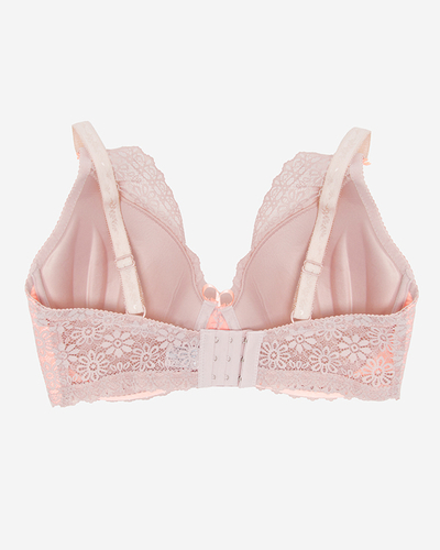 Sutien roz de dama cu dantela gri - Lenjerie intima