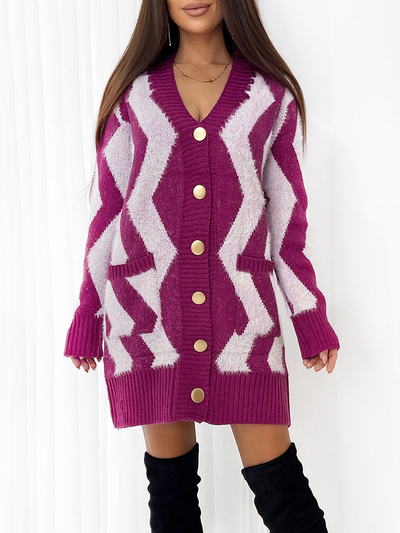 Royalfashion Pulover lung cu nasturi în carouri Koalt