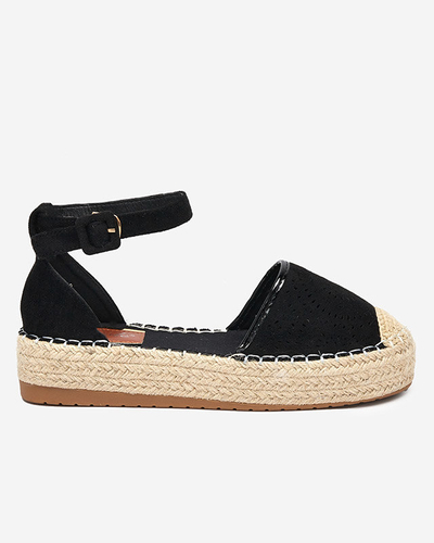 OUTLET Espadrile negre ajurate pentru femei Erisab- Pantofi