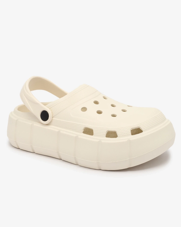 Royalfashion Șlapi de damă crem cu ornament ajurat Mightty