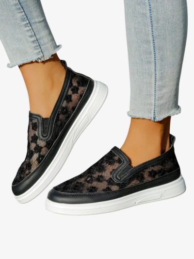 Royalfashion Mocasini cu plasă pentru femei cu flori Emzos