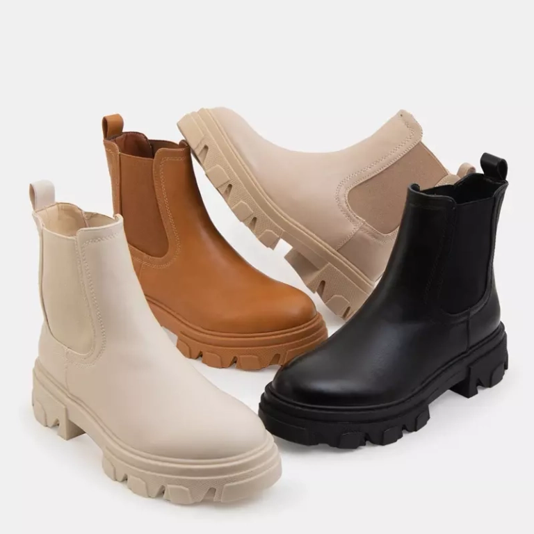 OUTLET Cizme de dama cu toc plat de culoarea camila Esta - Incaltaminte