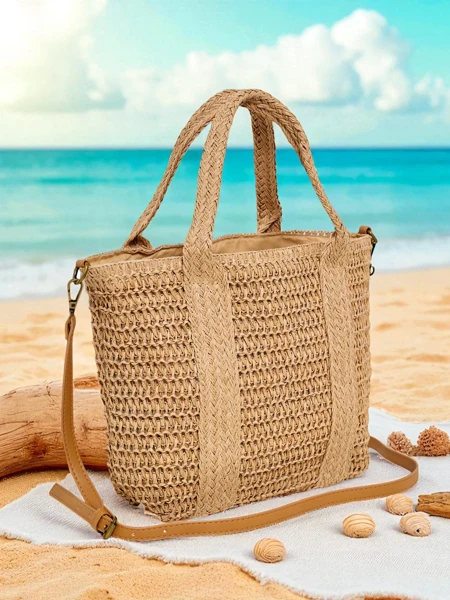 Royalfashion Geantă mare din paie pentru femei Bella Paglia