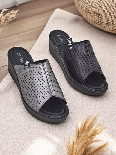 Royalfashion Klapki pou fanm sou talon Luna Wedge