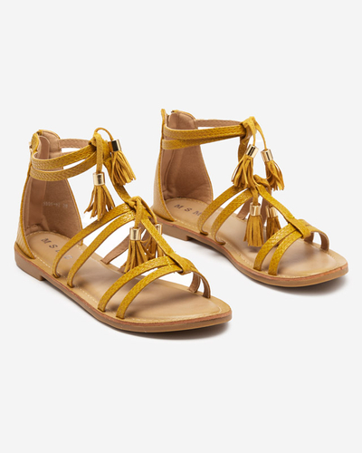 Piele ecologică de damă muștar cu imprimare a'la piele de șarpe Sken - Pantofi