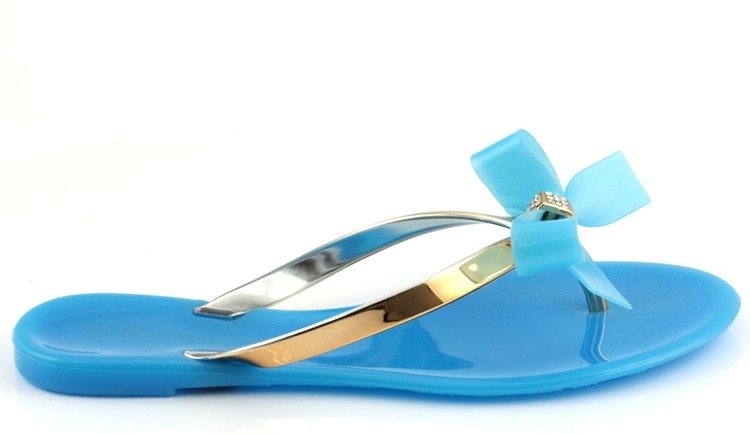 Biało-niebieskie klapki japonki Uferdess- Obuwie