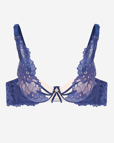 Sutien senzual din dantelă roz și bleumarin - Lenjerie intimă