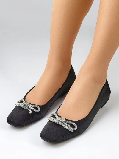 Royalfashion Ballerine pentru femei cu fundiță și strălucire Ofenal