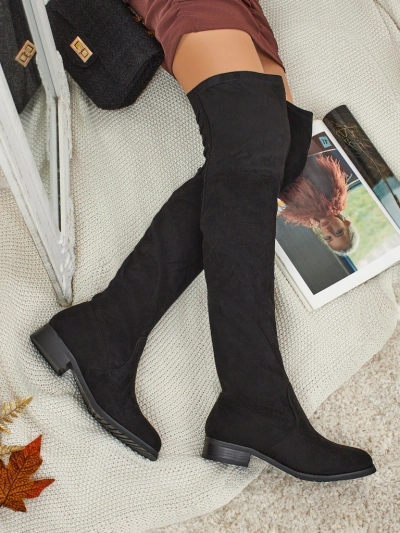 Cizme de damă peste genunchi din piele ecologică întoarsă Denvoria