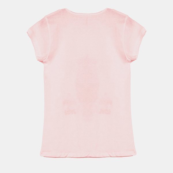 Różowa koszulka z krótkim rękawem - Bluzki