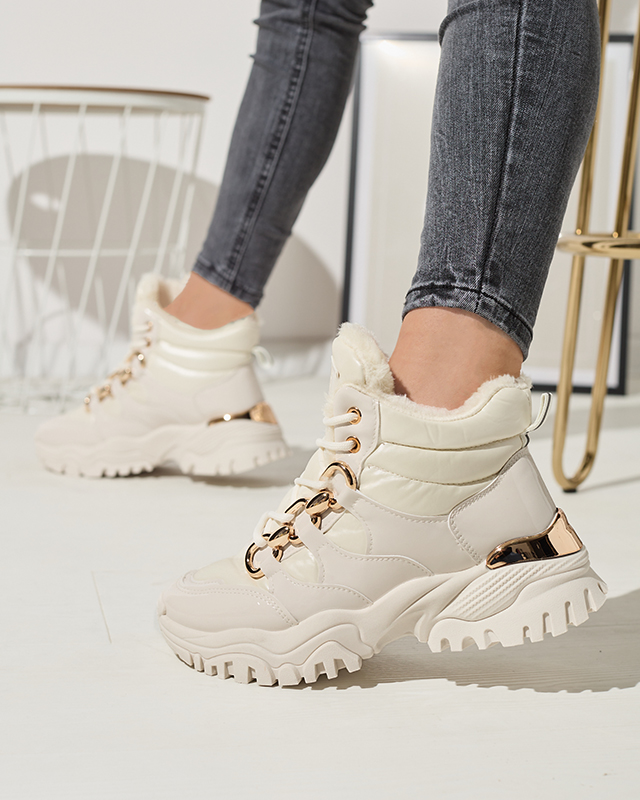 Pantofi sport de iarnă pentru femei crem a'la trappers Mertika - Încălțăminte