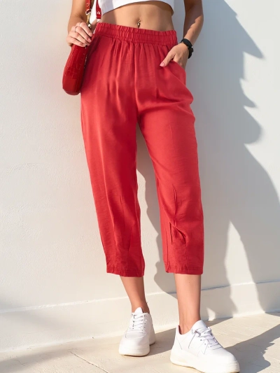 Pantaloni drepți pentru femei Royalfashion din țesătură 7/8