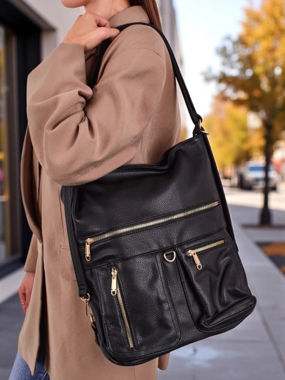 Torebka-plecak Athena Nero Roma - duży shopper skórzany A4, elegancja i funkcja