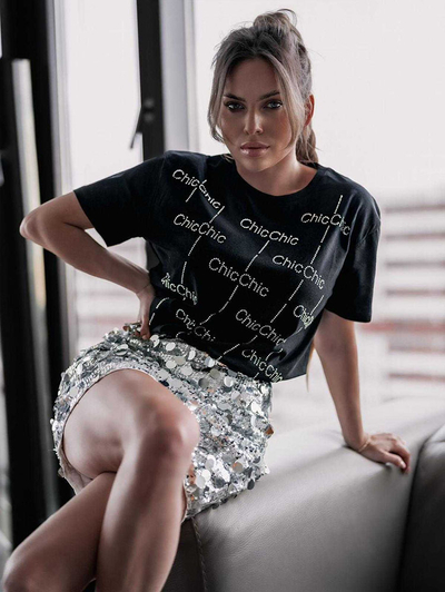 Royalfashion Tricou pentru femei cu zirconii