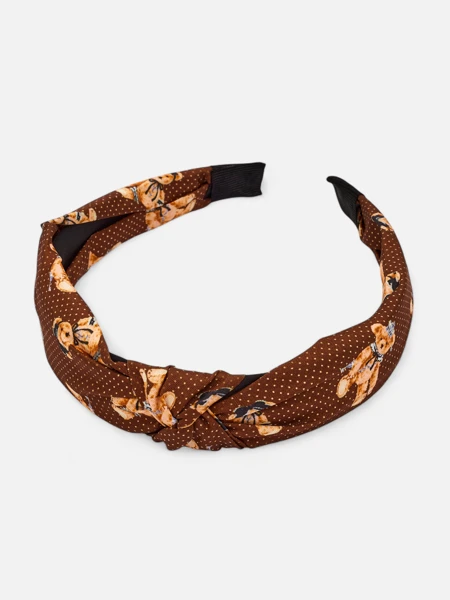 Royalfashion Opaska do włosów z pleceniyem we kropki i misie
