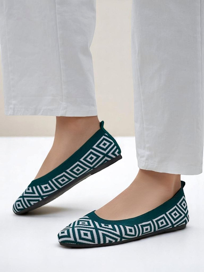 Royalfashion Balerini de damă din material textil cu imprimeu geometric Metric