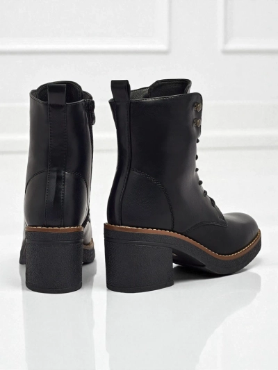 Botine de damă eco piele cu toc gros Zeltra