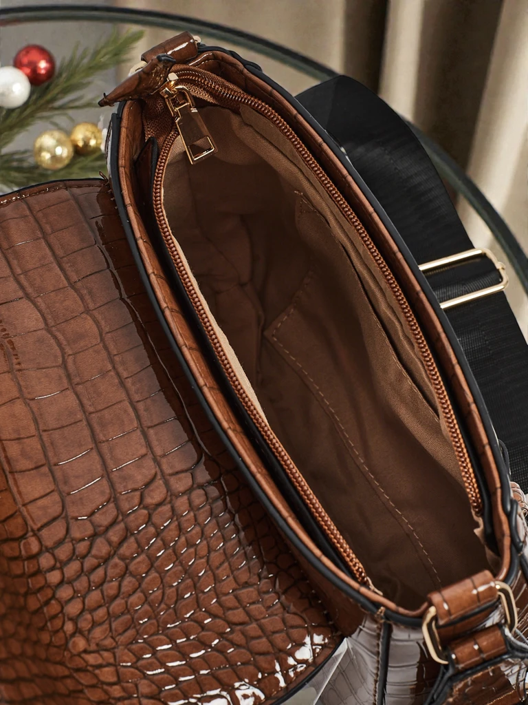 Torebka Damska Aurora Ciemnobrązowa Skórzana Elegancka