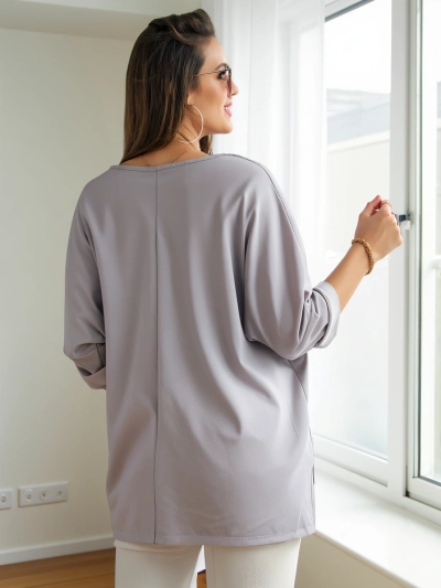 Royalfashion Bluză din viscoză pentru femei cu inscripții din pietre strass