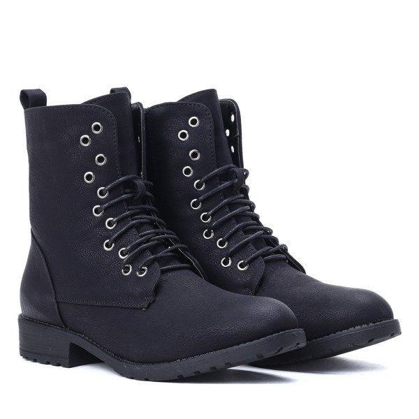 Czarne, sznurowane workery Lilo- Obuwie