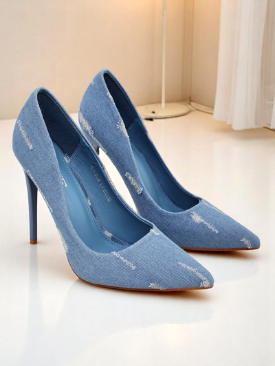 Royalfashion Pantofi cu toc înalt pentru femei Denim Chic