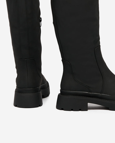 Royalfashion Negru mat cizme până la genunchi pentru femei Ikemis