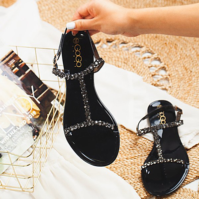 Czarne sandały z gumy Shiga - Obuwie