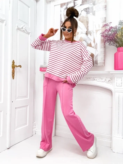 Set de bumbac în dungi pentru femei Royalfashion cu pantaloni largi