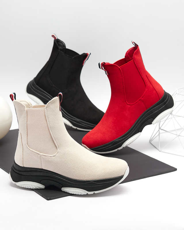 Cizme de damă din piele ecologică izolată de culoare bej Ducti- încălțăminte