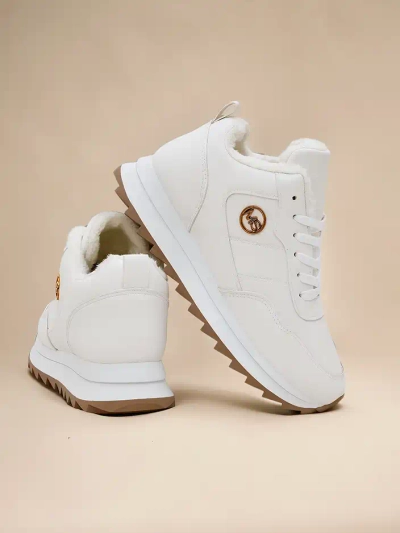 Royalfashion Alba Sneakerși Dama Călduroși Albi Piele Ecologică cu Platformă