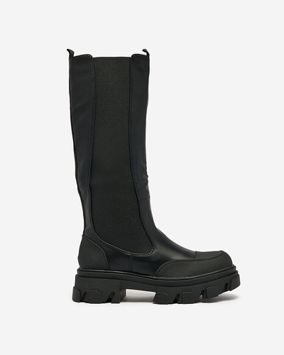 Royalfashion Cizme de damă la jumătatea gambei, negre Blyssy