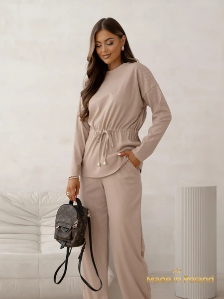 Royalfashion Set dama din bumbac, tip pulover, cu striatii