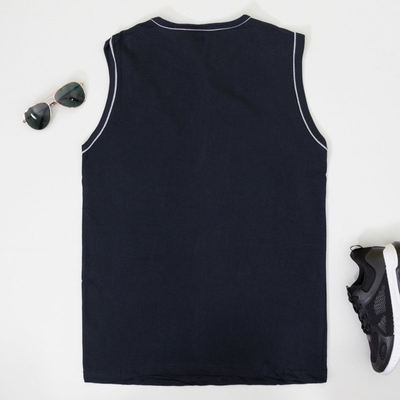 Cămașă fără mâneci pentru bărbați, din bumbac, bleumarin - Îmbrăcăminte