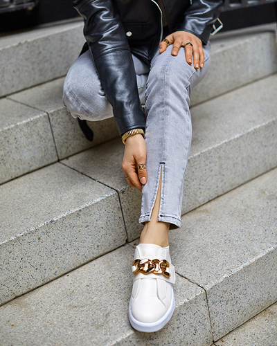 Pantofi sport slip-on dama crem Derera - Incaltaminte